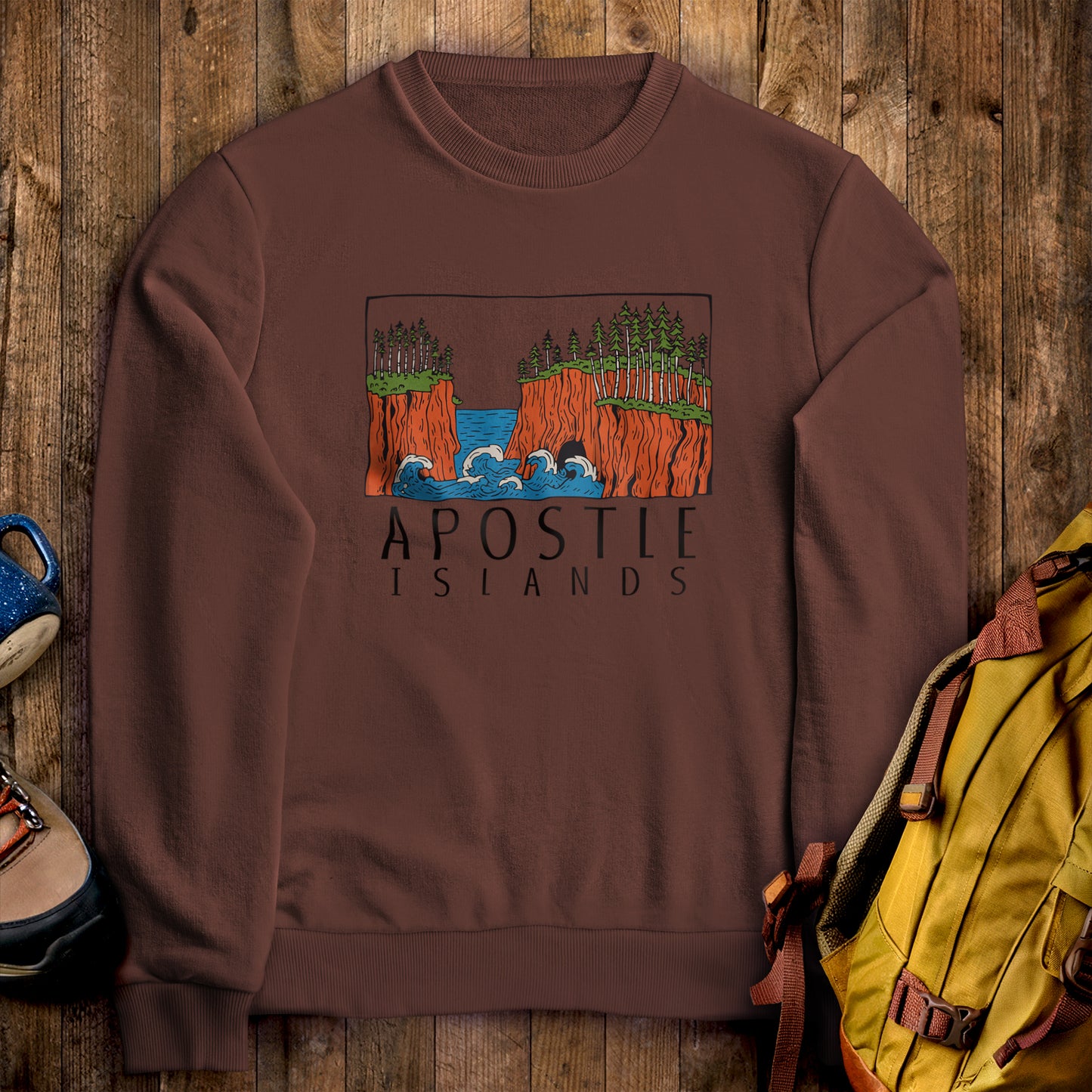 Apostle Islands National Lakeshore Crewneck Sweatshirt Cocoa Adventure and Outdoors Themed Sweatshirt