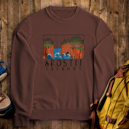 Apostle Islands National Lakeshore Crewneck Sweatshirt Cocoa Adventure and Outdoors Themed Sweatshirt