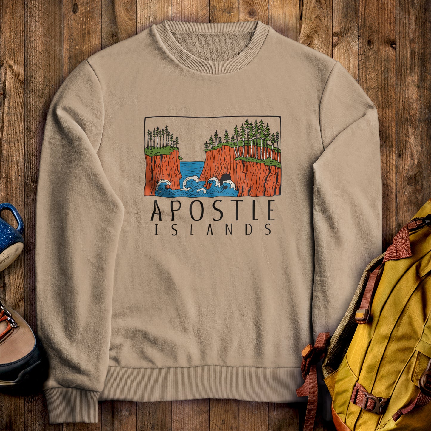 Apostle Islands National Lakeshore Crewneck Sweatshirt Sand Adventure and Outdoors Themed Sweatshirt