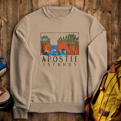 Apostle Islands National Lakeshore Crewneck Sweatshirt Sand Adventure and Outdoors Themed Sweatshirt