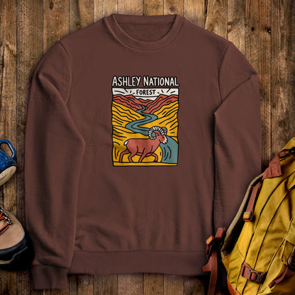 Ashley National Forest Crewneck Sweatshirt Cocoa Adventure and Outdoors Themed Sweatshirt