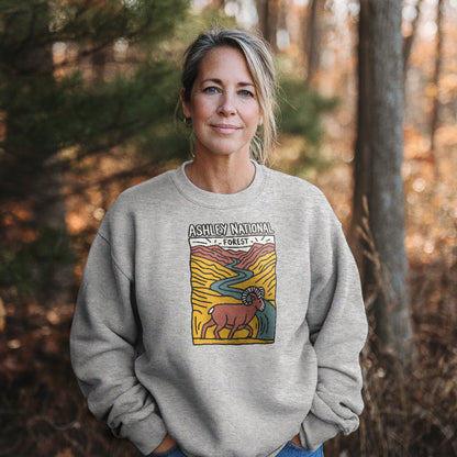 Ashley National Forest Crewneck Sweatshirt Adventure and Outdoors Themed Sweatshirt