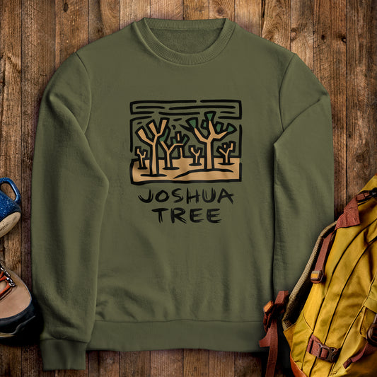 Joshua Tree National Park Crewneck Sweatshirt Military Green Adventure and Outdoors Themed Sweatshirt
