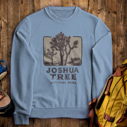 Joshua Tree National Park Vintage Crewneck Sweatshirt Stone Blue Adventure and Outdoors Themed Sweatshirt