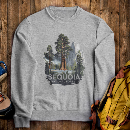 Sequoia National Forest Crewneck Sweatshirt Sport Grey Adventure and Outdoors Themed Sweatshirt