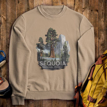 Sequoia National Forest Crewneck Sweatshirt Sand Adventure and Outdoors Themed Sweatshirt