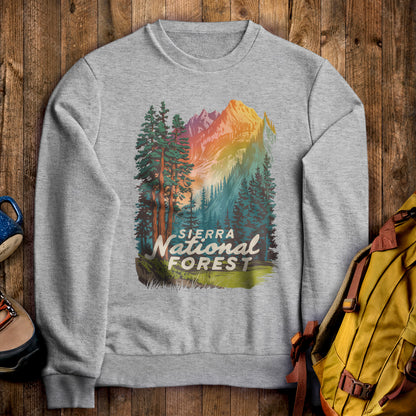 Sierra National Forest Crewneck Sweatshirt Sport Grey Adventure and Outdoors Themed Sweatshirt