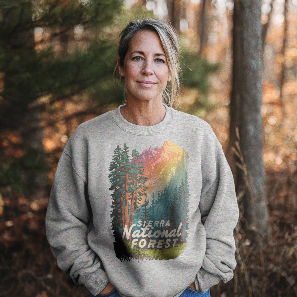 Sierra National Forest Crewneck Sweatshirt Adventure and Outdoors Themed Sweatshirt