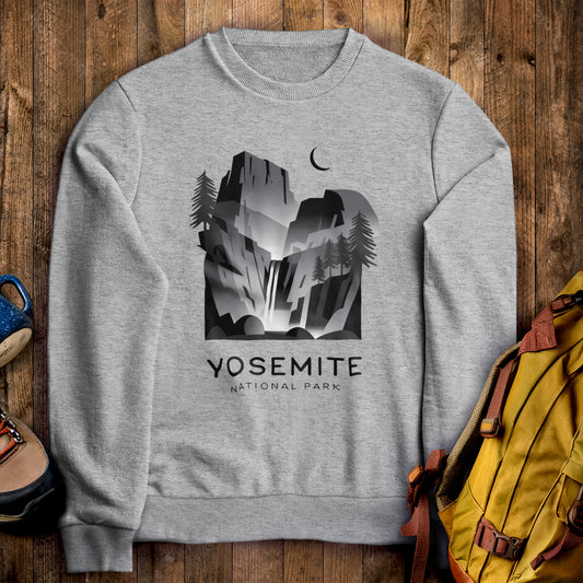 Yosemite National Park Noir Sweatshirt Sport Grey Adventure and Outdoors Themed Sweatshirt