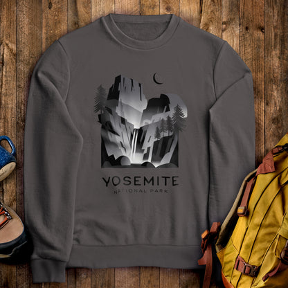 Yosemite National Park Noir Sweatshirt Charcoal Adventure and Outdoors Themed Sweatshirt