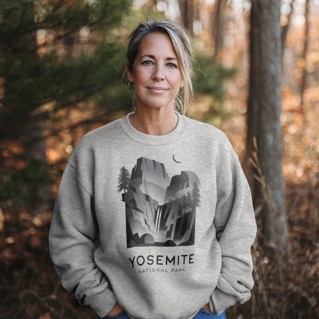 Yosemite National Park Noir Sweatshirt Adventure and Outdoors Themed Sweatshirt