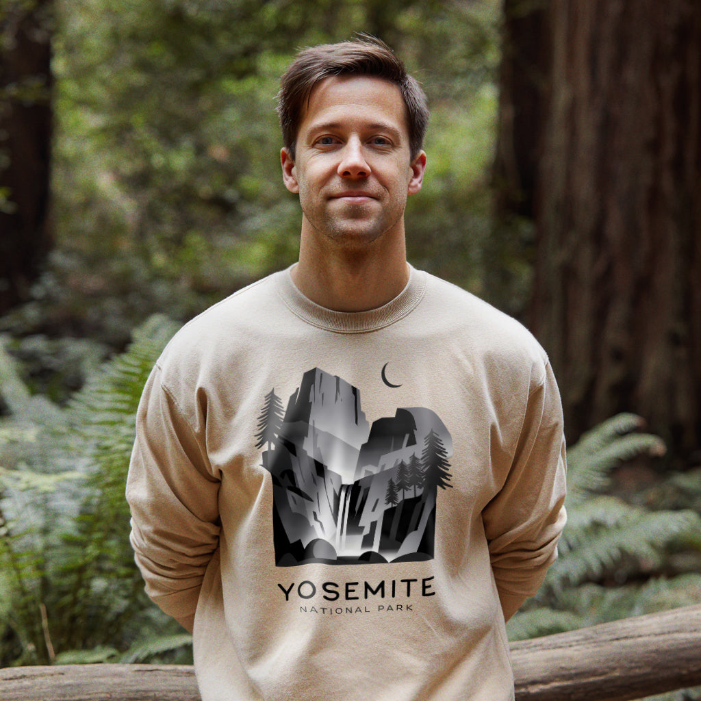 Yosemite National Park Noir Sweatshirt Adventure and Outdoors Themed Sweatshirt