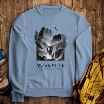 Yosemite National Park Noir Sweatshirt Stone Blue Adventure and Outdoors Themed Sweatshirt