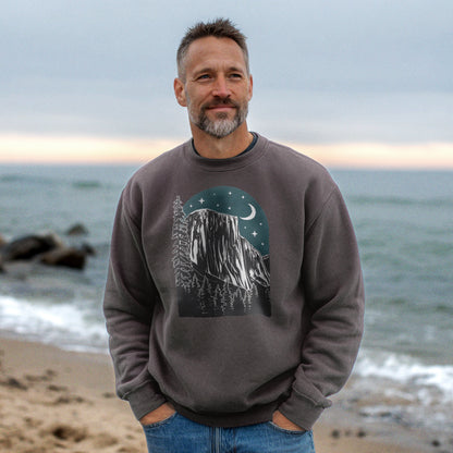 Yosemite at Night Crewneck Sweatshirt Adventure and Outdoors Themed Sweatshirt