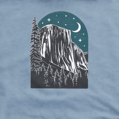Yosemite at Night Crewneck Sweatshirt Adventure and Outdoors Themed Sweatshirt