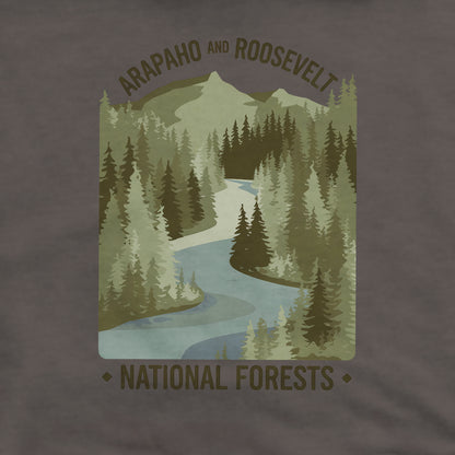 Arapaho and Roosevelt National Forests Crewneck Sweatshirt Adventure and Outdoors Themed Sweatshirt