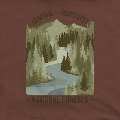 Arapaho and Roosevelt National Forests Crewneck Sweatshirt Adventure and Outdoors Themed Sweatshirt