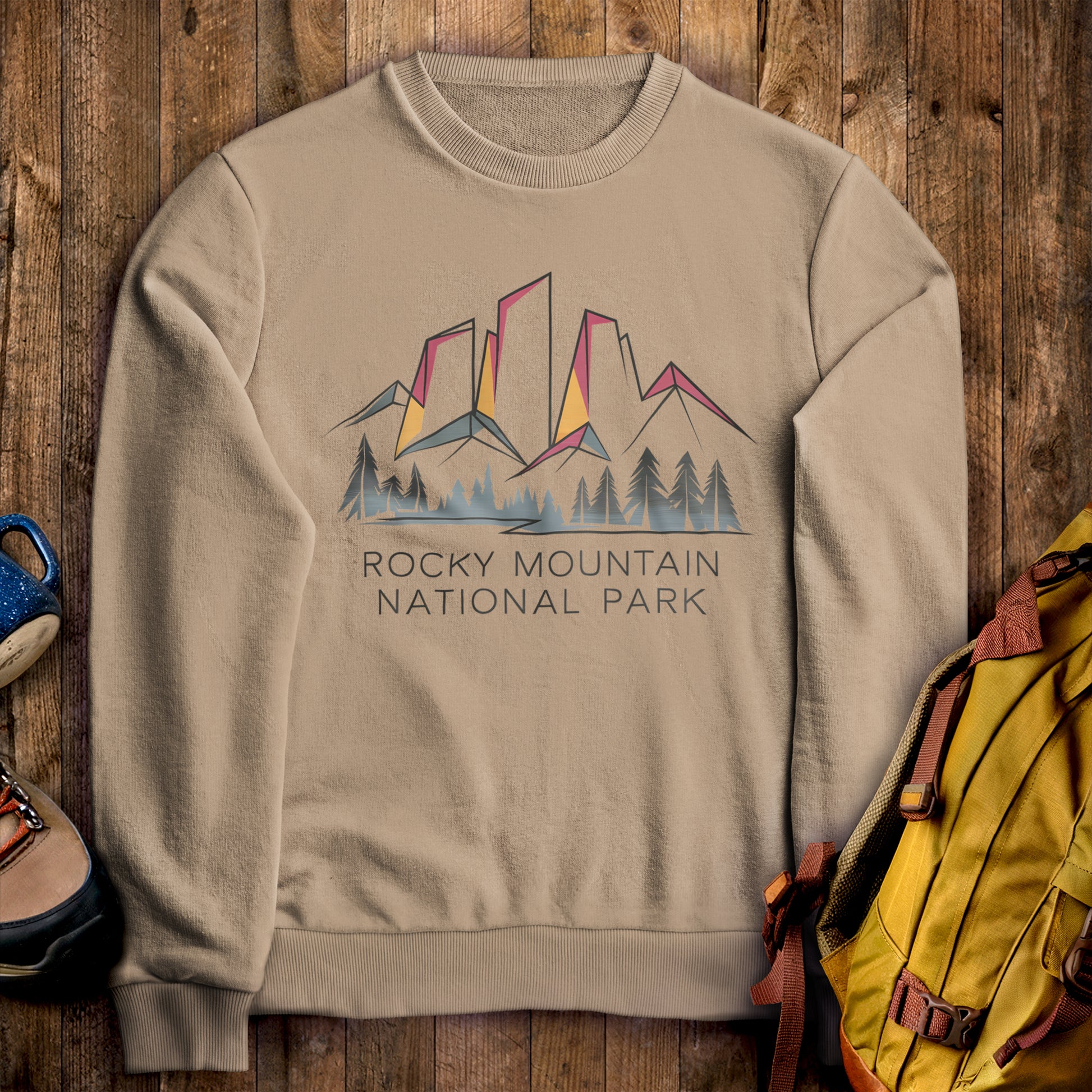 Rocky Mountain National Park Crewneck Sweatshirt Sand Adventure and Outdoors Themed Sweatshirt