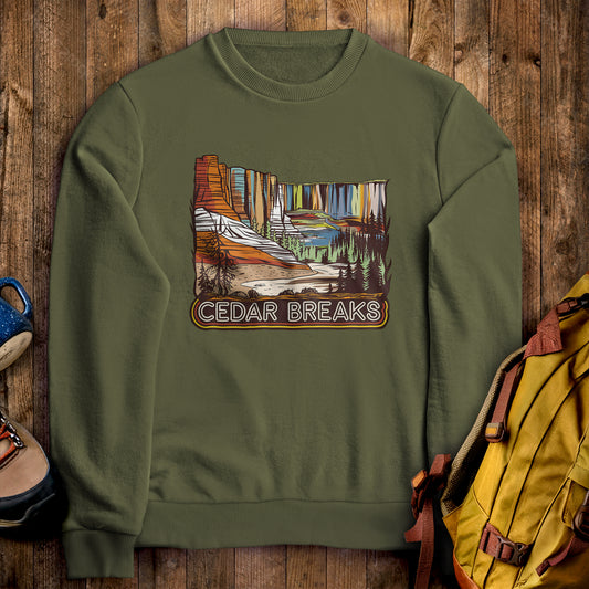 Cedar Breaks National Forest Sweatshirt Military Green Adventure and Outdoors Themed Sweatshirt