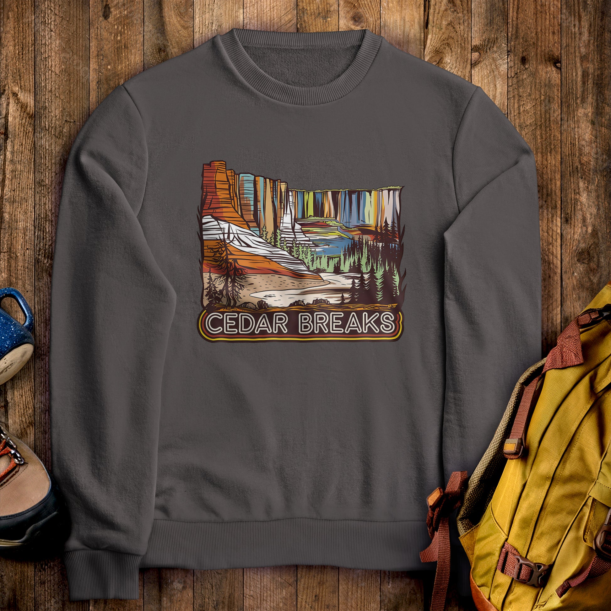 Cedar Breaks National Forest Sweatshirt Charcoal Adventure and Outdoors Themed Sweatshirt