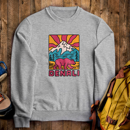 Denali National Park Crewneck Sweatshirt Sport Grey Adventure and Outdoors Themed Sweatshirt