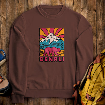 Denali National Park Crewneck Sweatshirt Cocoa Adventure and Outdoors Themed Sweatshirt