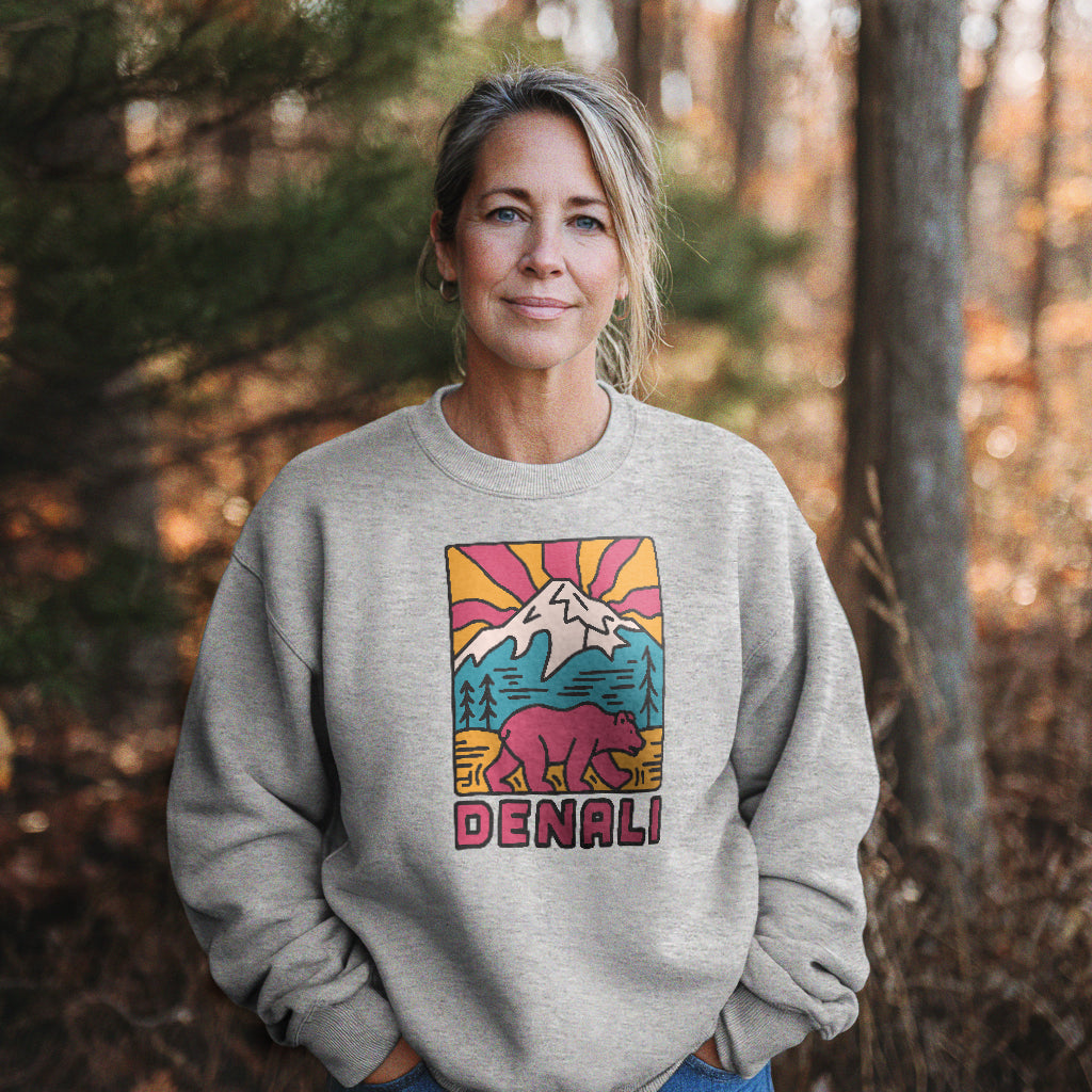 Denali National Park Crewneck Sweatshirt Adventure and Outdoors Themed Sweatshirt