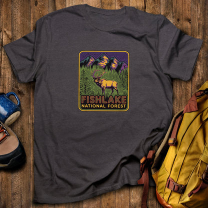 Fishlake National Forest Elk T-Shirt Dark Heather Adventure and Outdoors Themed T-Shirt
