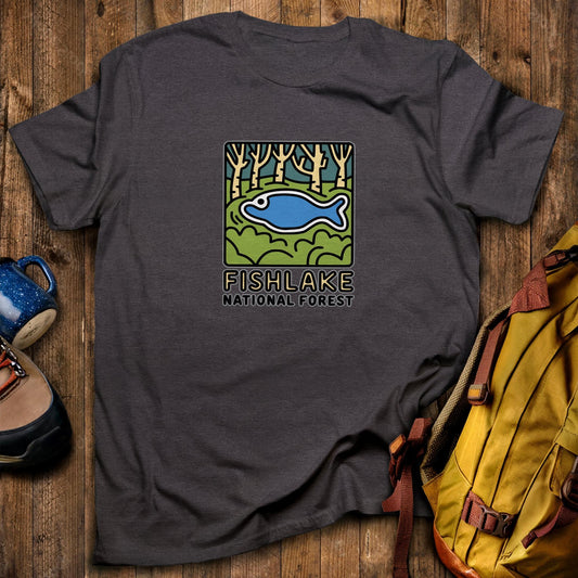 Fishlake National Forest T-Shirt Dark Heather Adventure and Outdoors Themed T-Shirt