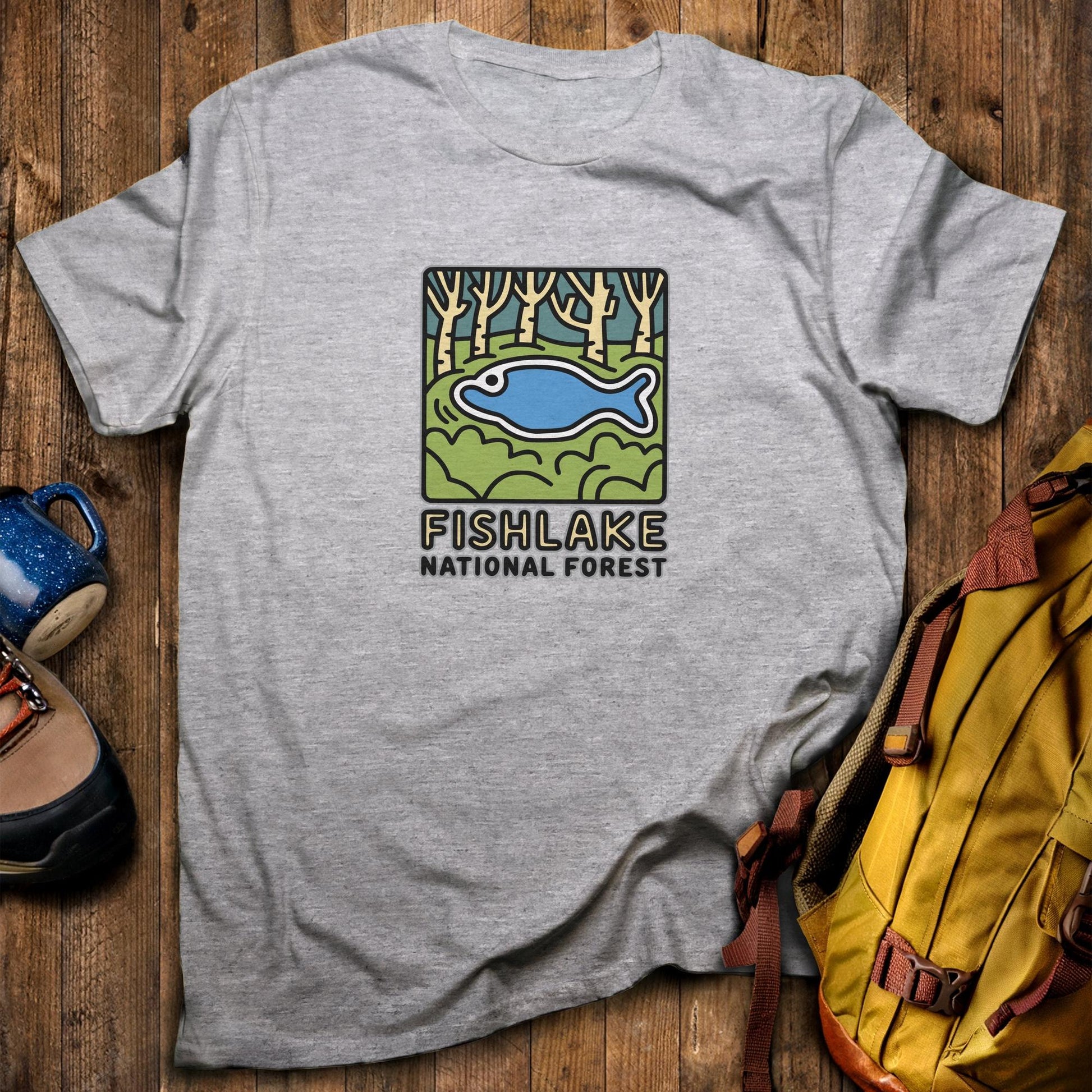 Fishlake National Forest T-Shirt Sport Grey Adventure and Outdoors Themed T-Shirt