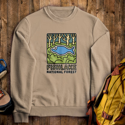 Fishlake National Forest Crewneck Sweatshirt Sand Adventure and Outdoors Themed Sweatshirt