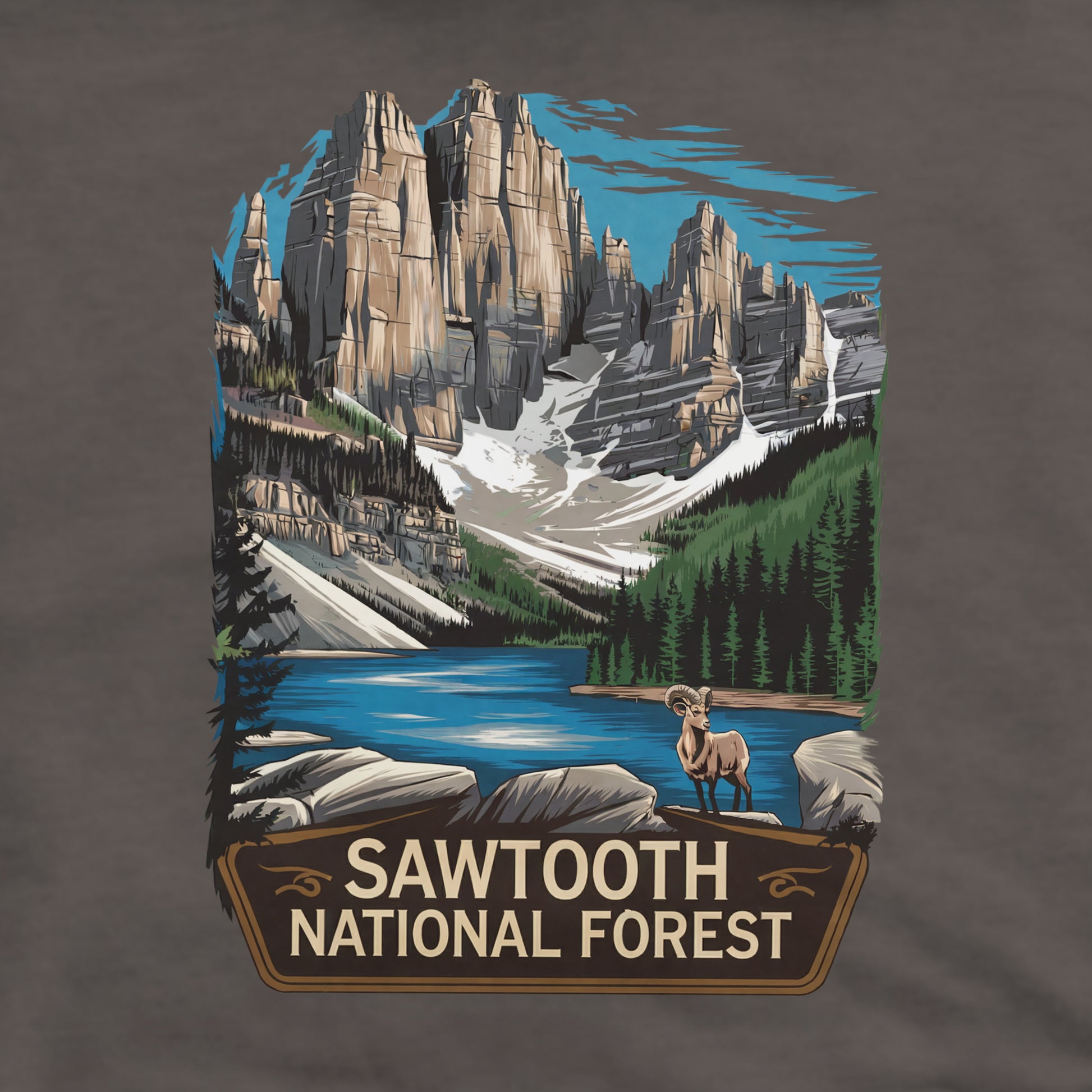 Sawtooth National Forest Crewneck Sweatshirt Adventure and Outdoors Themed Sweatshirt