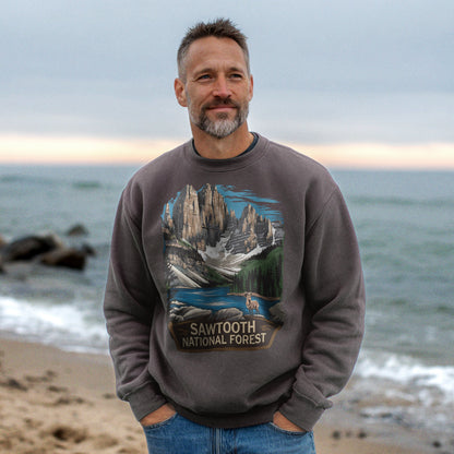 Sawtooth National Forest Crewneck Sweatshirt Adventure and Outdoors Themed Sweatshirt