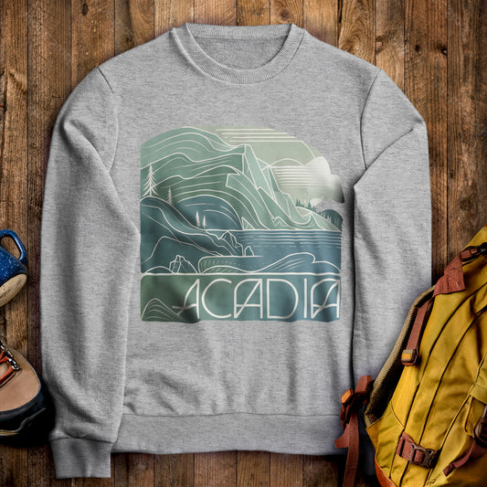 Acadia National Park Crewneck Sweatshirt Sport Grey Adventure and Outdoors Themed Sweatshirt