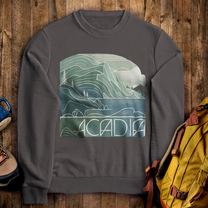 Acadia National Park Crewneck Sweatshirt Charcoal Adventure and Outdoors Themed Sweatshirt