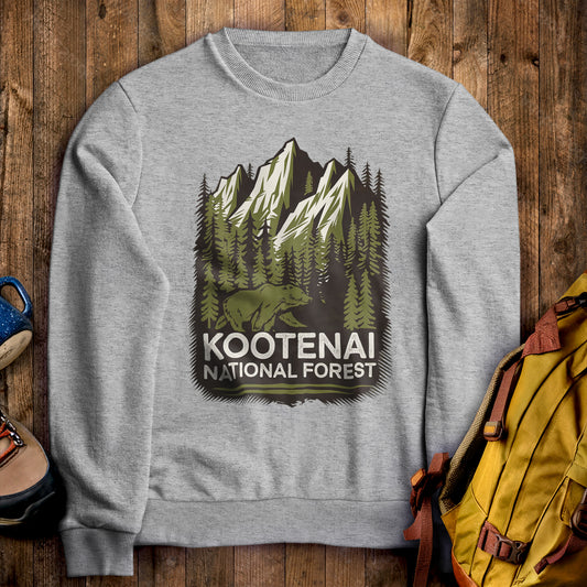 Kootenai National Forest Crewneck Sweatshirt Sport Grey Adventure and Outdoors Themed Sweatshirt