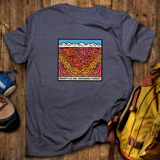 Manti-La Sal National Forest T-Shirt Heather Navy Adventure and Outdoors Themed T-Shirt