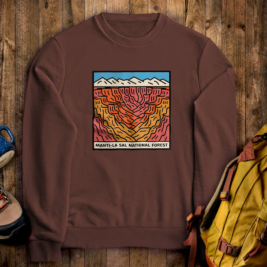 Manti-La Sal National Forest Crewneck Sweatshirt Cocoa Adventure and Outdoors Themed Sweatshirt