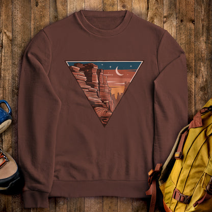 Red Rocks Canyon Crewneck Sweatshirt Cocoa Adventure and Outdoors Themed Sweatshirt