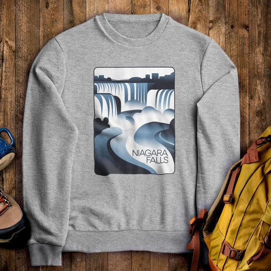 Niagara Falls Modern Crewneck Sweatshirt Sport Grey Adventure and Outdoors Themed Sweatshirt