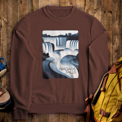 Niagara Falls Modern Crewneck Sweatshirt Cocoa Adventure and Outdoors Themed Sweatshirt
