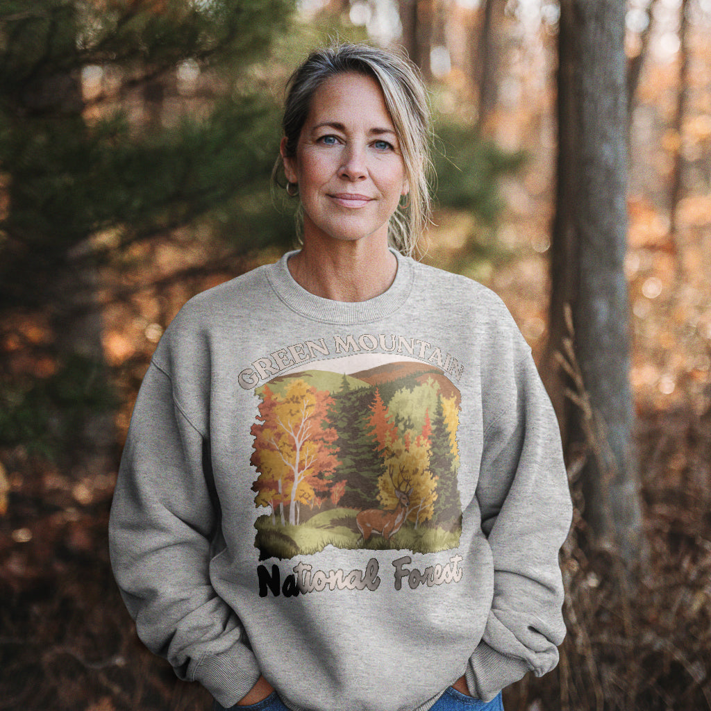 Green Mountain National Forest Crewneck Sweatshirt Adventure and Outdoors Themed Sweatshirt
