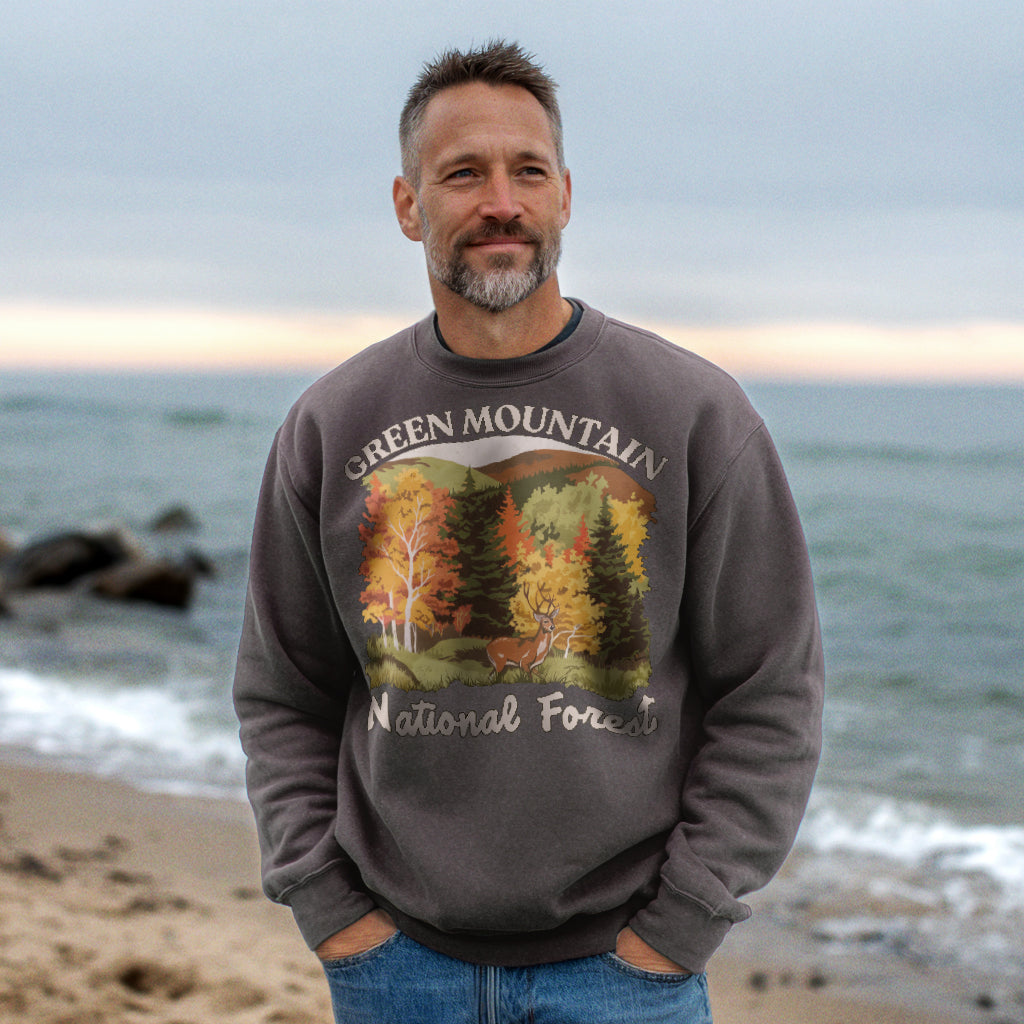 Green Mountain National Forest Crewneck Sweatshirt Adventure and Outdoors Themed Sweatshirt