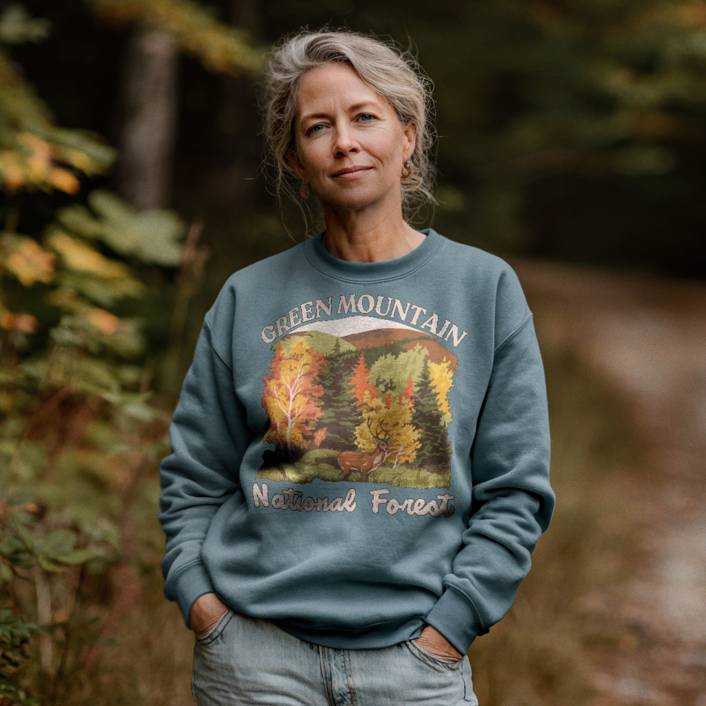 Green Mountain National Forest Crewneck Sweatshirt Adventure and Outdoors Themed Sweatshirt