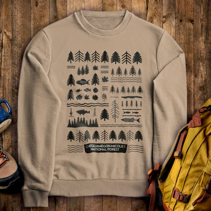 Chequamegon-Nicolet National Forest Crewneck Sweatshirt Sand Adventure and Outdoors Themed Sweatshirt