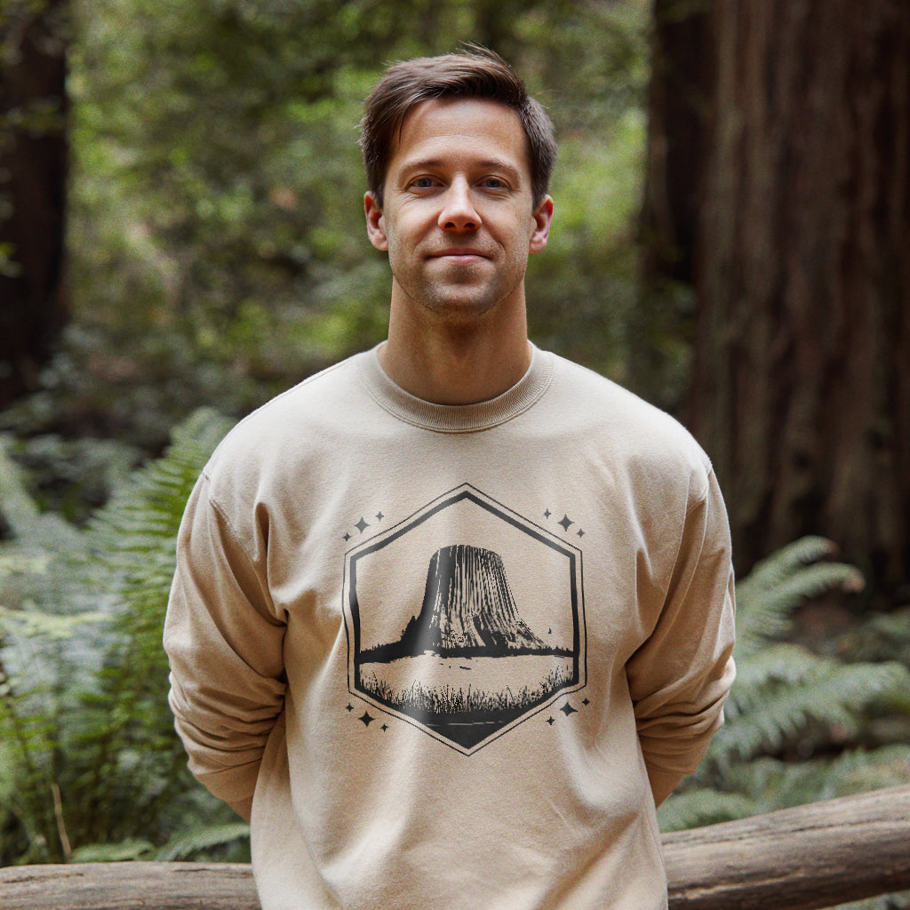 Devil’s Tower Wyoming Crewneck Sweatshirt Adventure and Outdoors Themed Sweatshirt