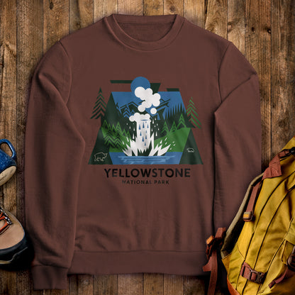 Yellowstone National Park Crewneck Sweatshirt Cocoa Adventure and Outdoors Themed Sweatshirt