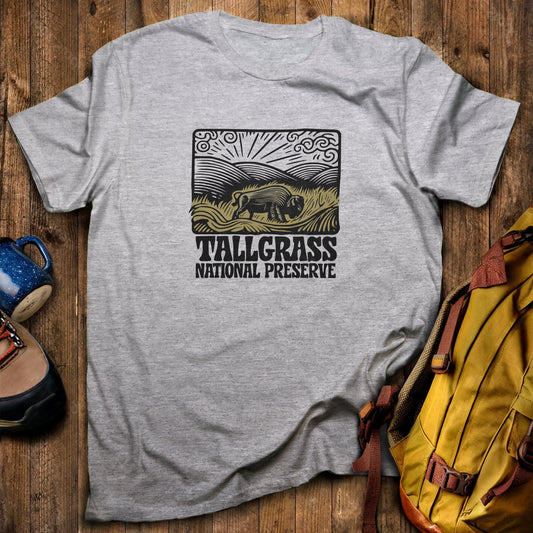 Tallgrass National Preserve T-Shirt Sport Grey Adventure and Outdoors Themed T-Shirt