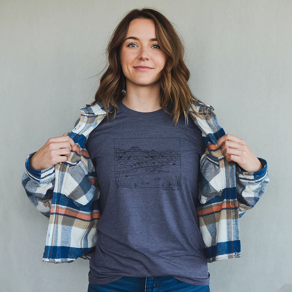 Theodore Roosevelt Line Drawing T-Shirt