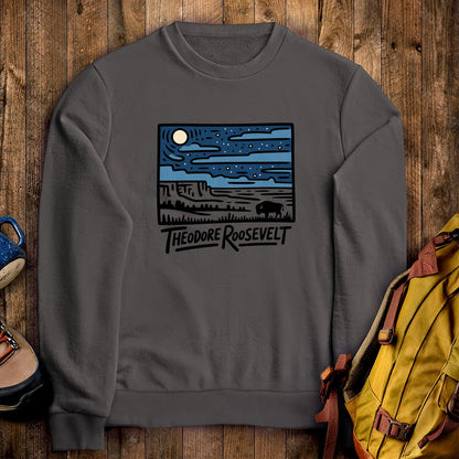 Theodore Roosevelt National Park at Night Crewneck Sweatshirt